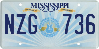 MS license plate NZG736