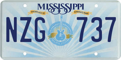 MS license plate NZG737