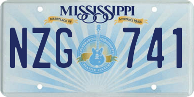 MS license plate NZG741