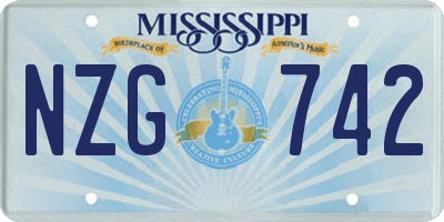 MS license plate NZG742