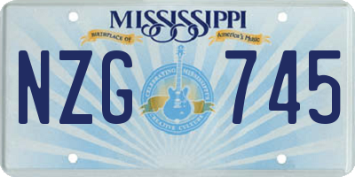 MS license plate NZG745