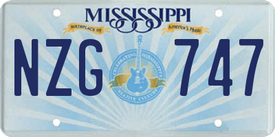 MS license plate NZG747
