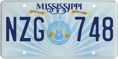 MS license plate NZG748