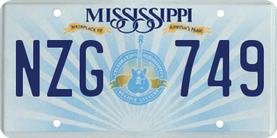 MS license plate NZG749