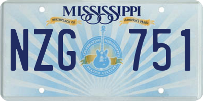 MS license plate NZG751