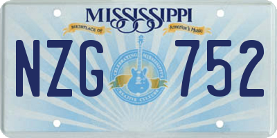 MS license plate NZG752