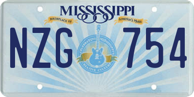 MS license plate NZG754