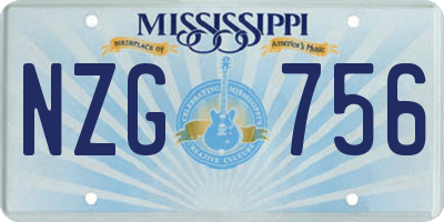 MS license plate NZG756