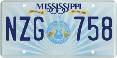 MS license plate NZG758