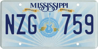MS license plate NZG759