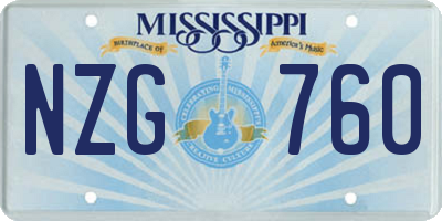MS license plate NZG760