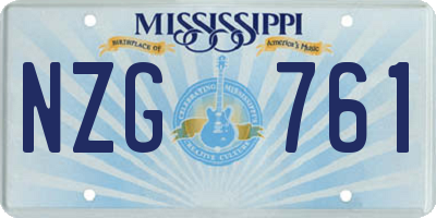MS license plate NZG761