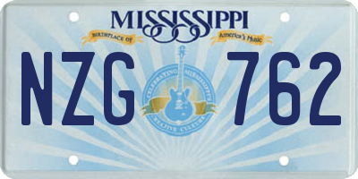 MS license plate NZG762