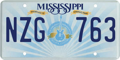 MS license plate NZG763