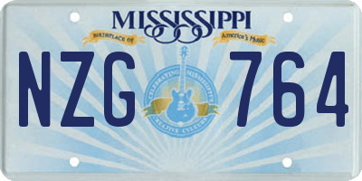 MS license plate NZG764