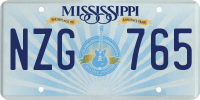 MS license plate NZG765