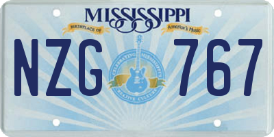 MS license plate NZG767