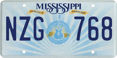 MS license plate NZG768