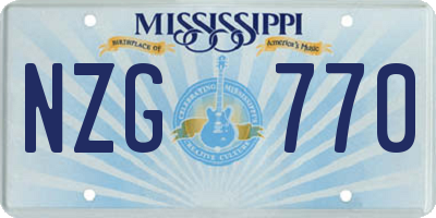 MS license plate NZG770
