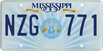 MS license plate NZG771