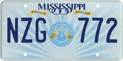 MS license plate NZG772