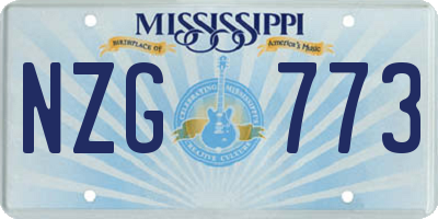 MS license plate NZG773