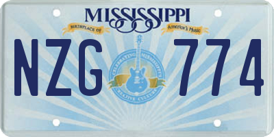 MS license plate NZG774