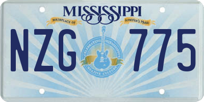 MS license plate NZG775