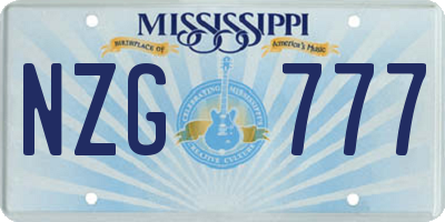 MS license plate NZG777