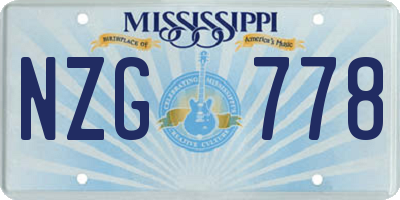 MS license plate NZG778