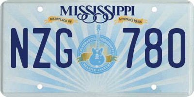 MS license plate NZG780