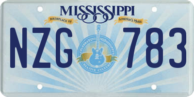 MS license plate NZG783