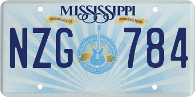 MS license plate NZG784