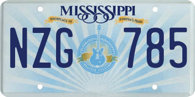 MS license plate NZG785