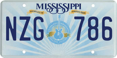 MS license plate NZG786
