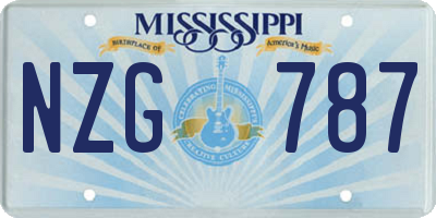 MS license plate NZG787