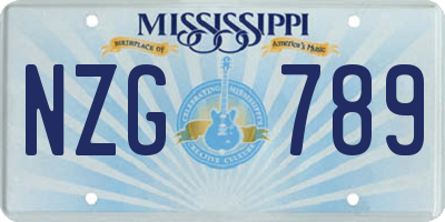 MS license plate NZG789