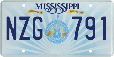 MS license plate NZG791