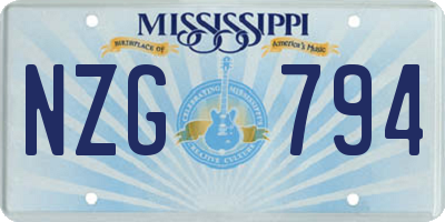 MS license plate NZG794
