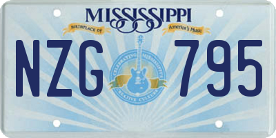 MS license plate NZG795