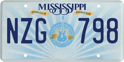 MS license plate NZG798