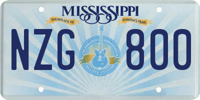 MS license plate NZG800