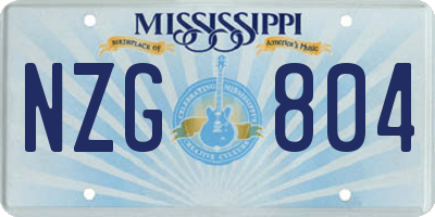 MS license plate NZG804