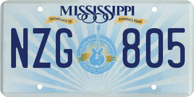 MS license plate NZG805