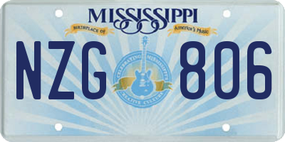 MS license plate NZG806