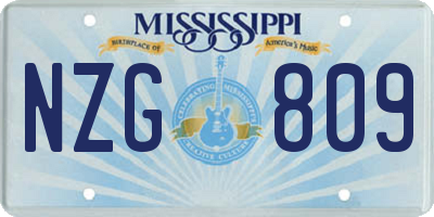 MS license plate NZG809