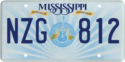 MS license plate NZG812
