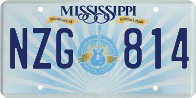 MS license plate NZG814