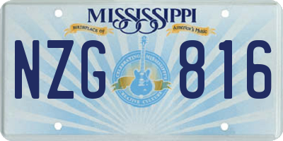 MS license plate NZG816
