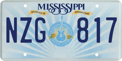 MS license plate NZG817